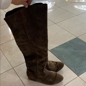 Brown suede like material OTK boots